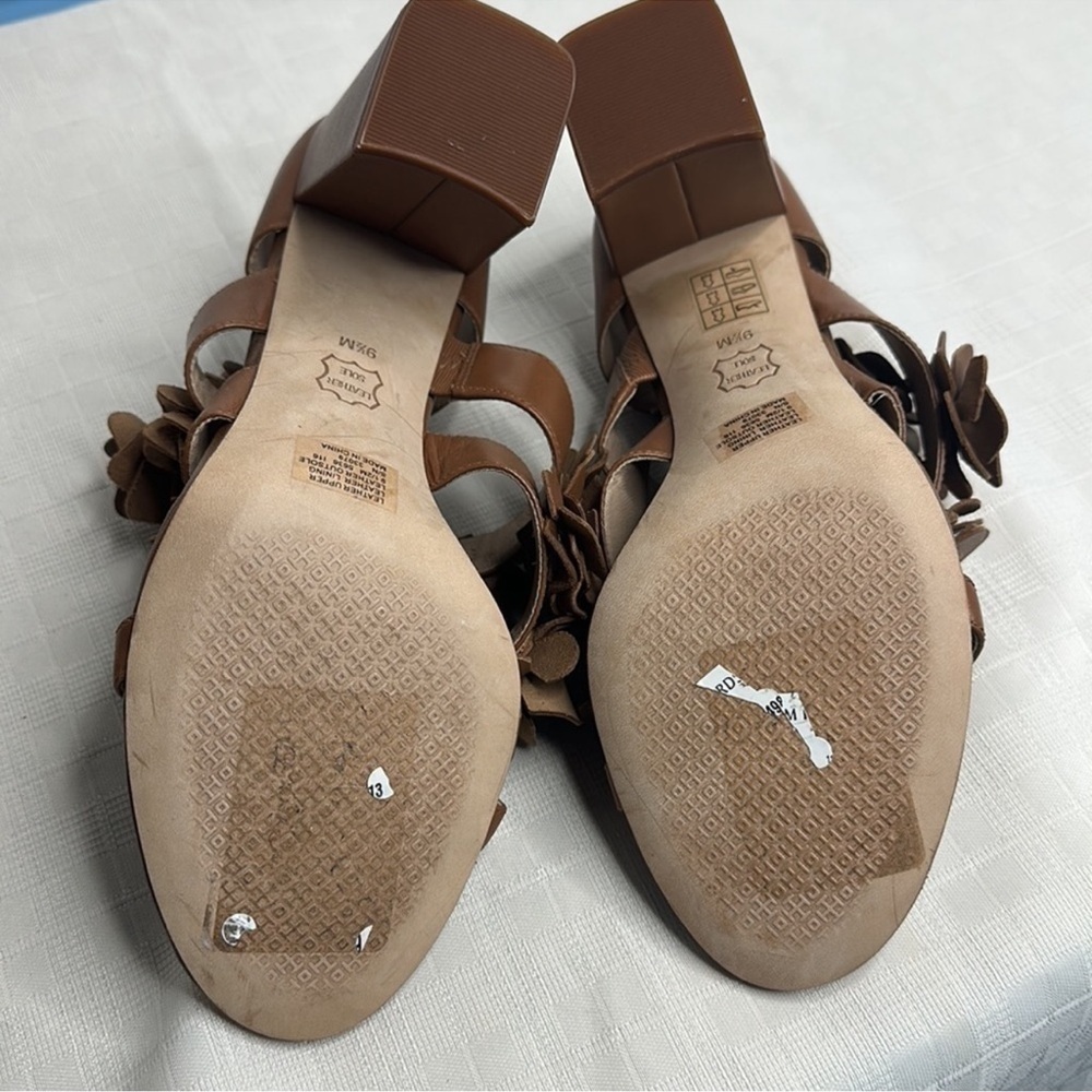 NWOB Tory Burch Women's Brown 65 mm Nappa Leather Blossom Heel Block Sandal 9.5 - Picture 13 of 16